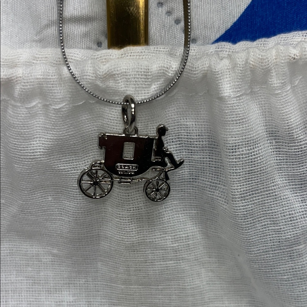 Coach Silver Carriage Charm Necklace